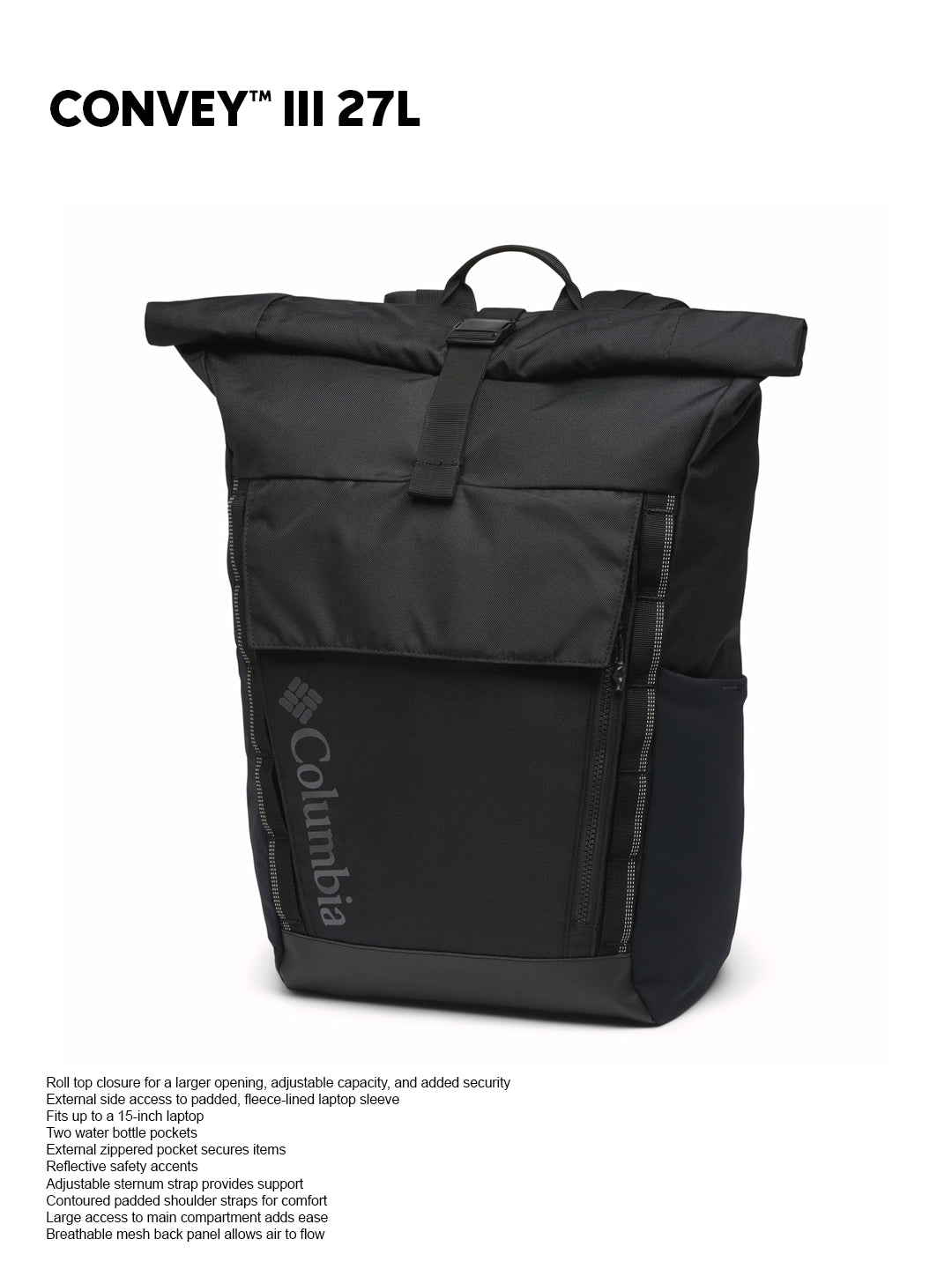 Columbia Unisex Black Omni-Shield Convey III 27L Backpack