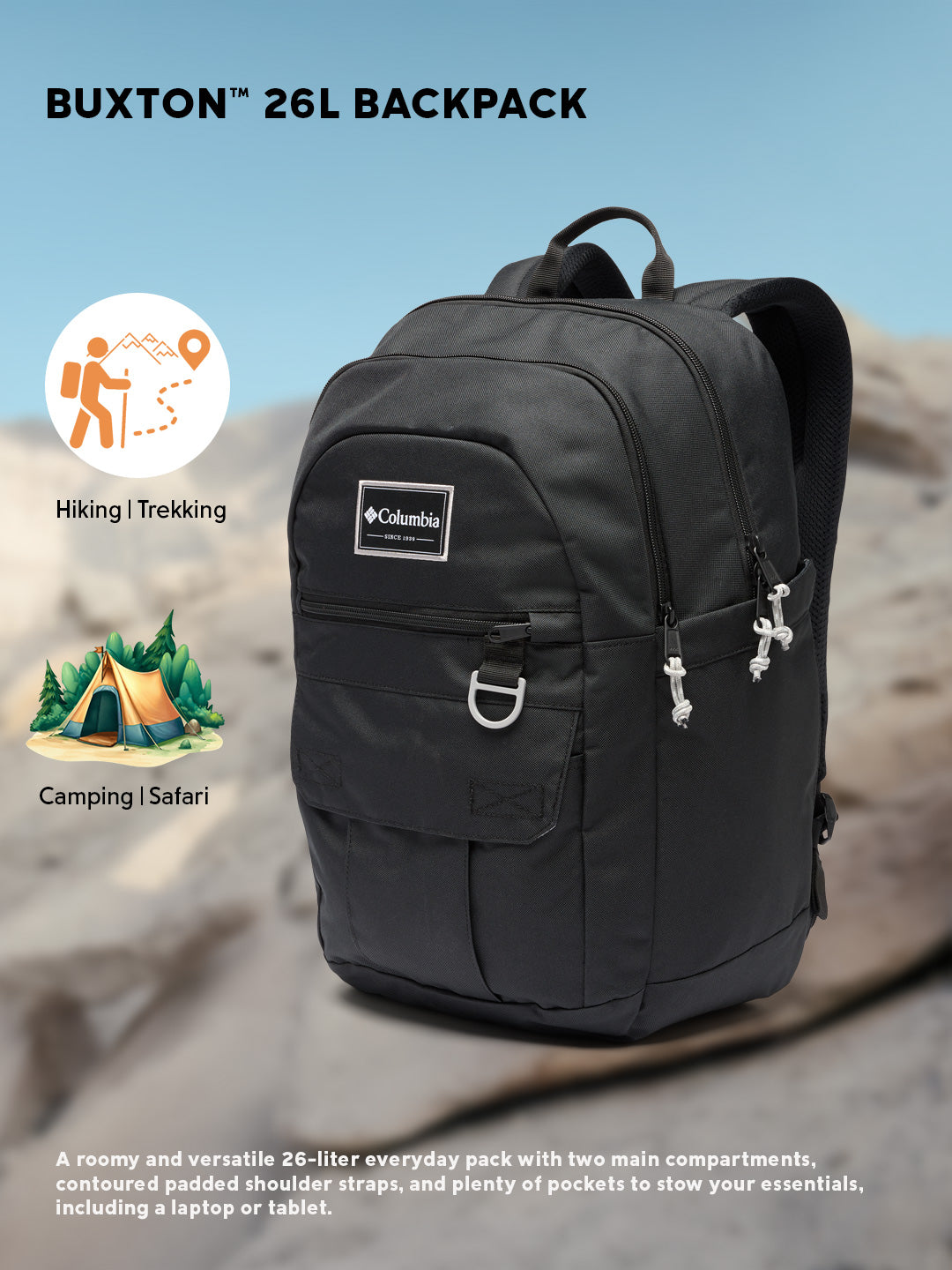 Columbia Unisex Black Buxton 26L Backpack