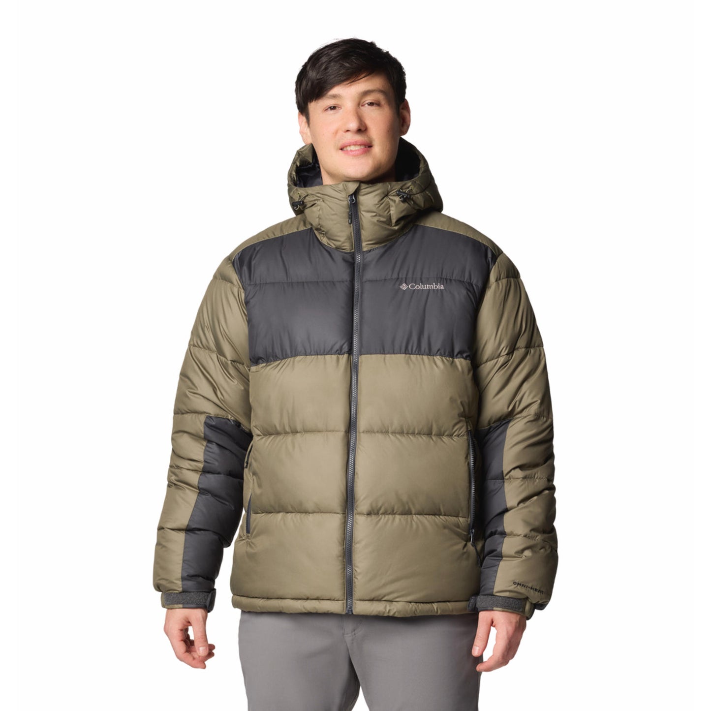 Columbia Men Green Omni-Heat Reflective Pike Lake II Hooded Down Jacket