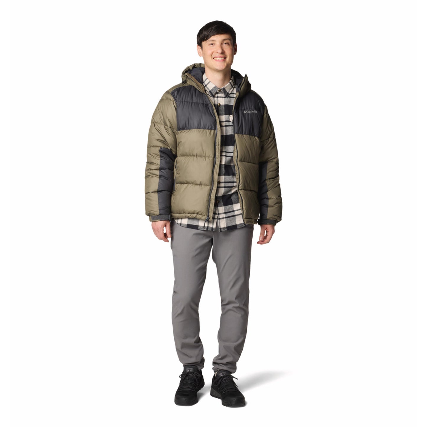 Columbia Men Green Omni-Heat Reflective Pike Lake II Hooded Down Jacket