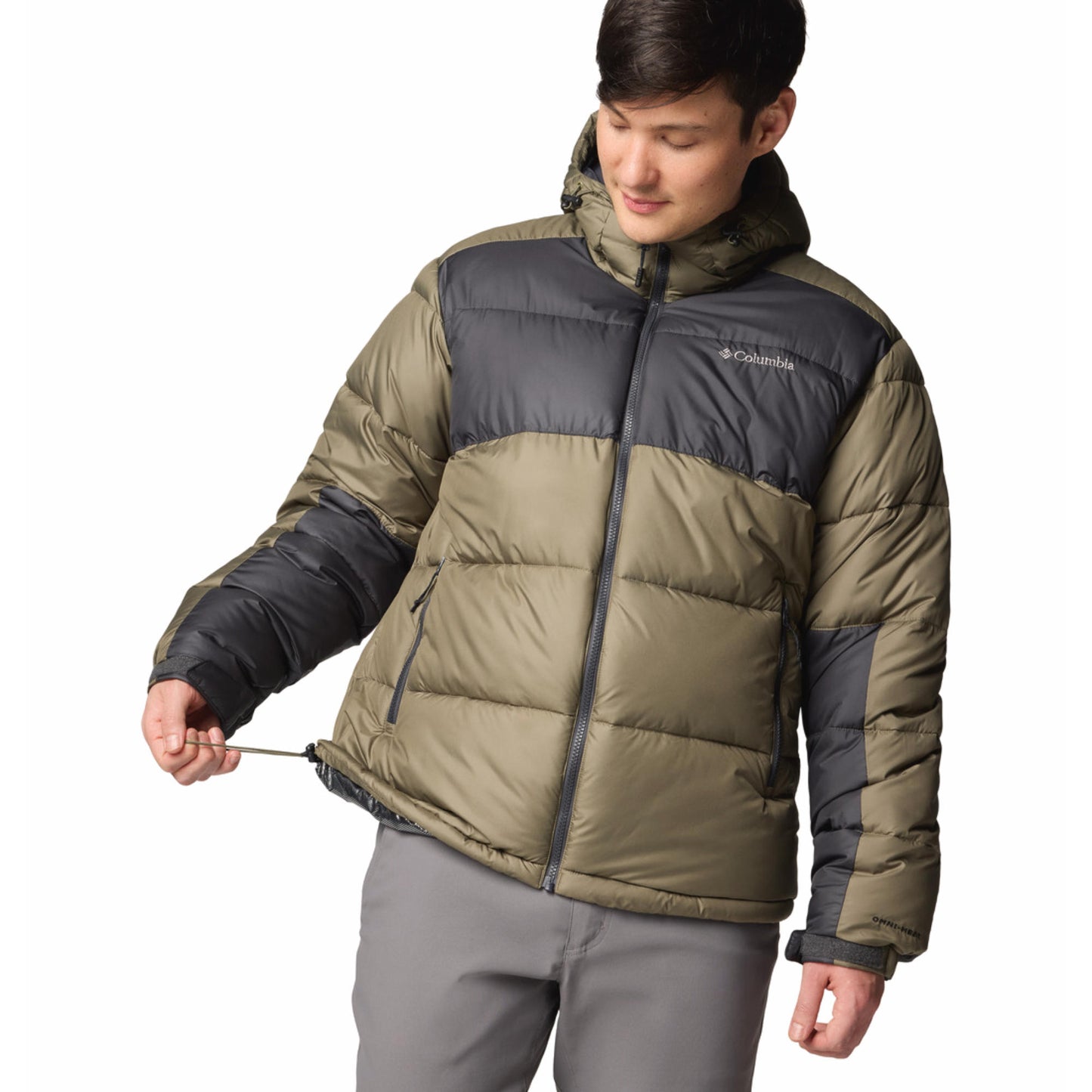 Columbia Men Green Omni-Heat Reflective Pike Lake II Hooded Down Jacket