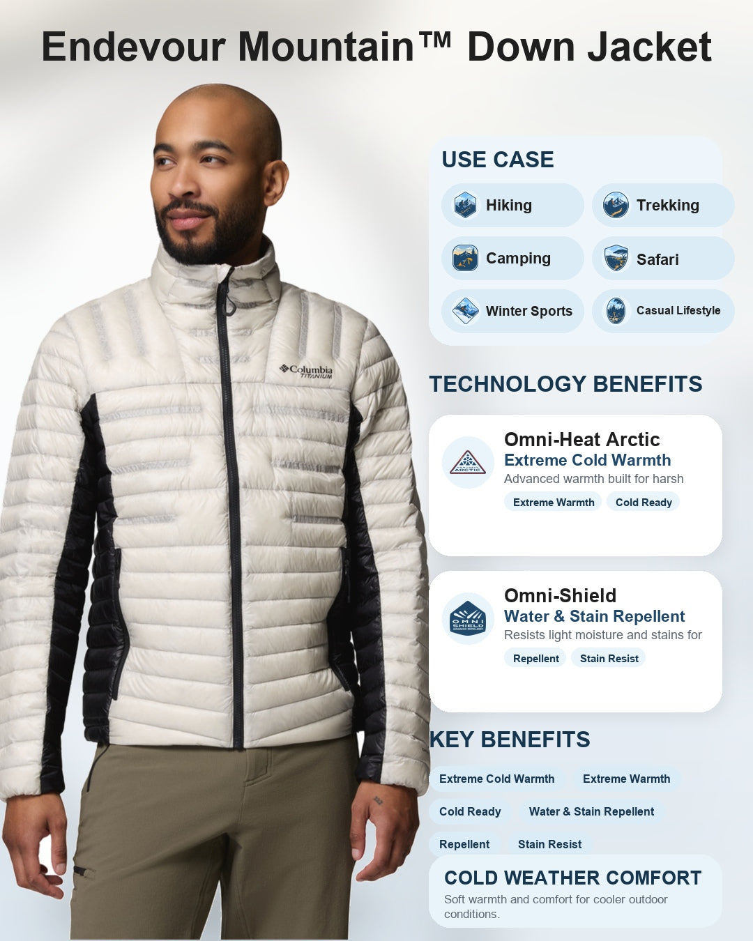 men beige omni heat arctic endevour mountain down jacket