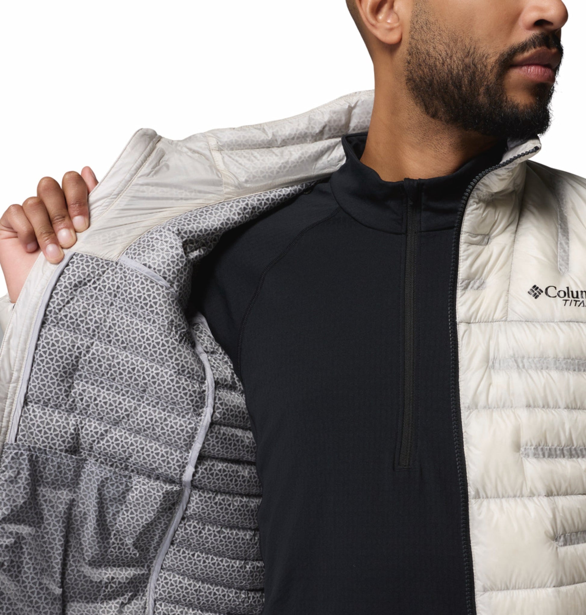 men beige omni heat arctic endevour mountain down jacket