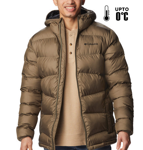 Columbia Men Green Omni-Heat Reflective Fivemile Butte Hooded Down Jacket