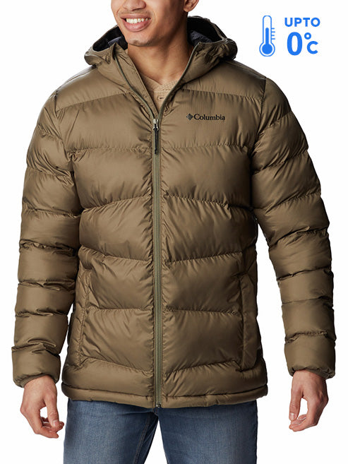 Columbia Men Green Omni-Heat Reflective Fivemile Butte Hooded Down Jacket