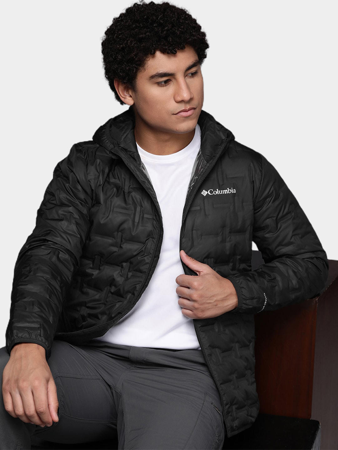 Columbia Men Black Delta Ridge Down Hooded Jacket