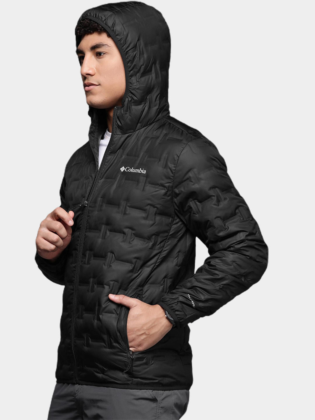 Columbia Men Black Delta Ridge Down Hooded Jacket