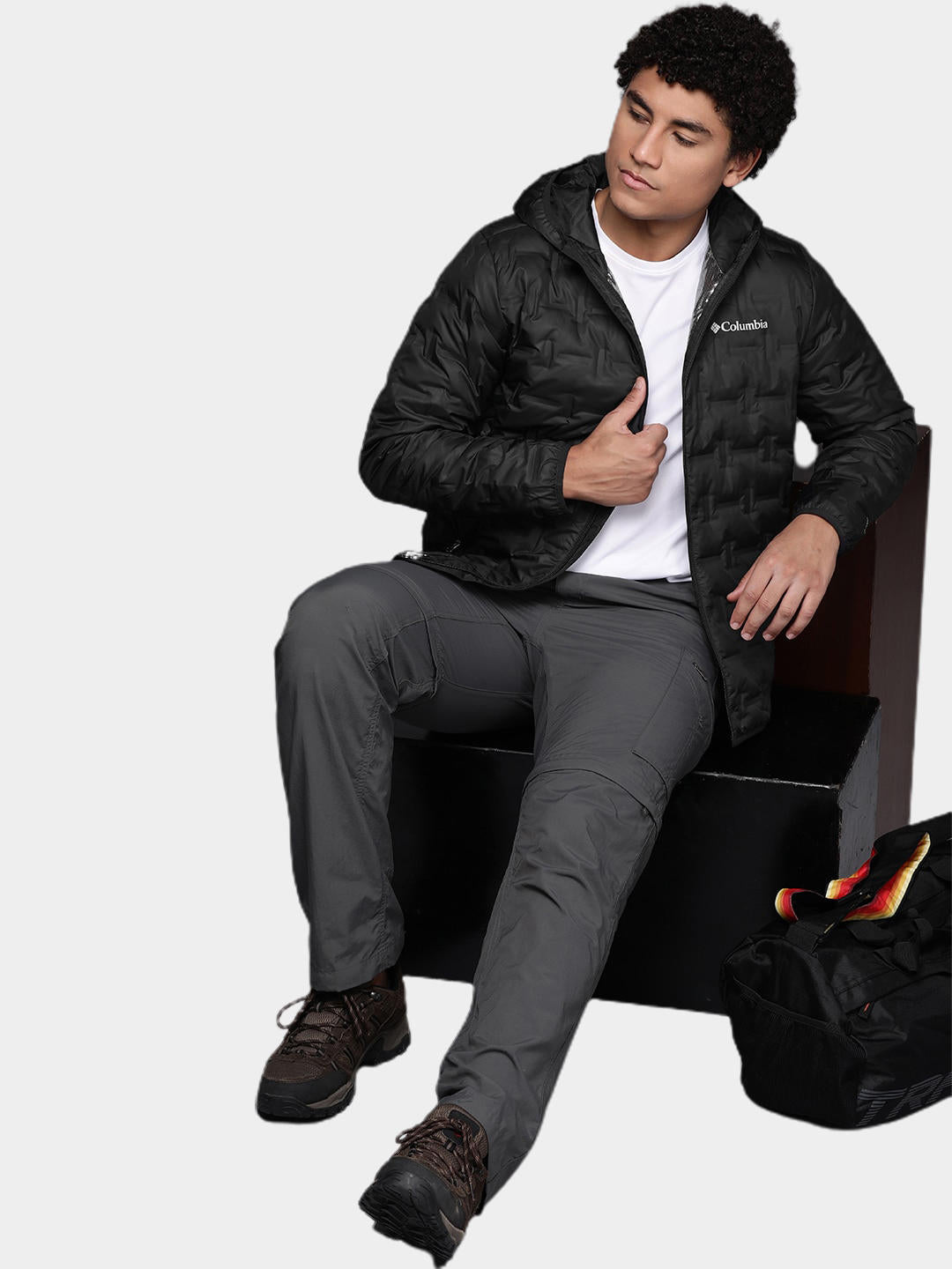 Columbia Men Black Delta Ridge Down Hooded Jacket