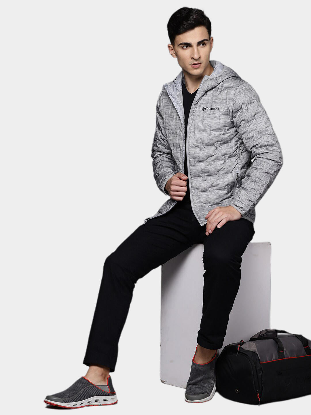 Columbia Men Grey Delta Ridge Down Hooded Jacket