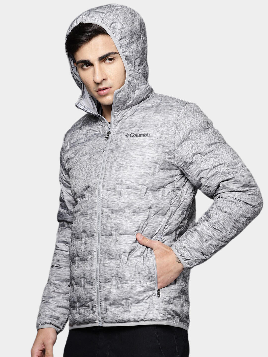 Columbia Men Grey Delta Ridge Down Hooded Jacket