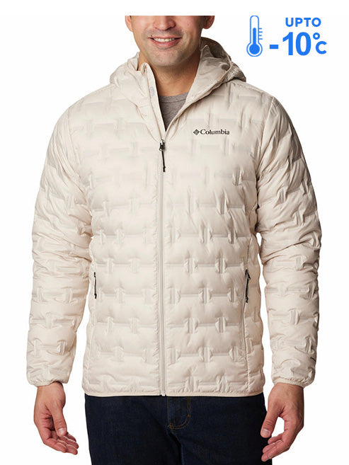 Columbia Men Beige Omni-Heat Reflective Delta Ridge Hooded Down Jacket