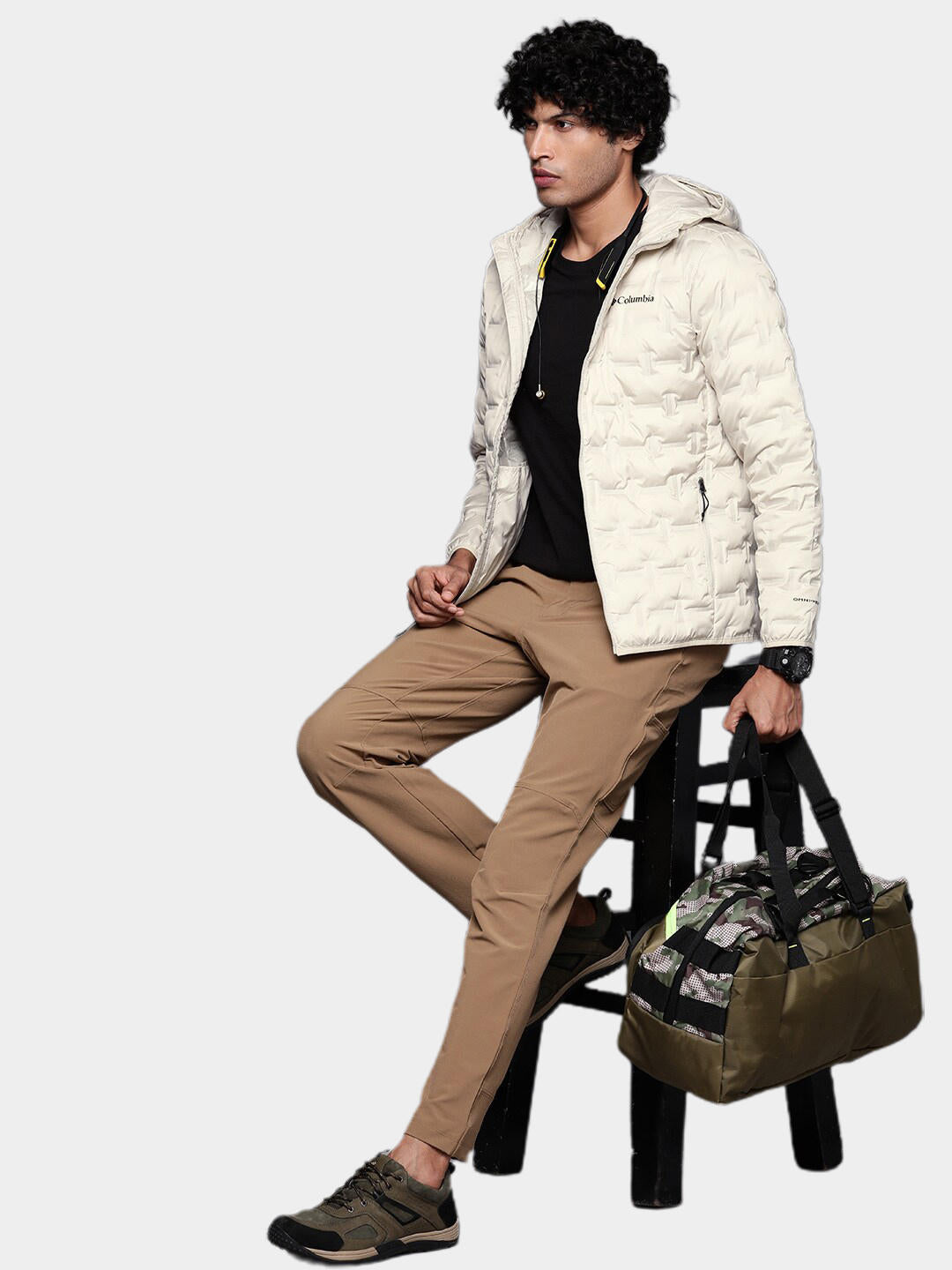 Columbia Men Beige Delta Ridge Down Hooded Jacket