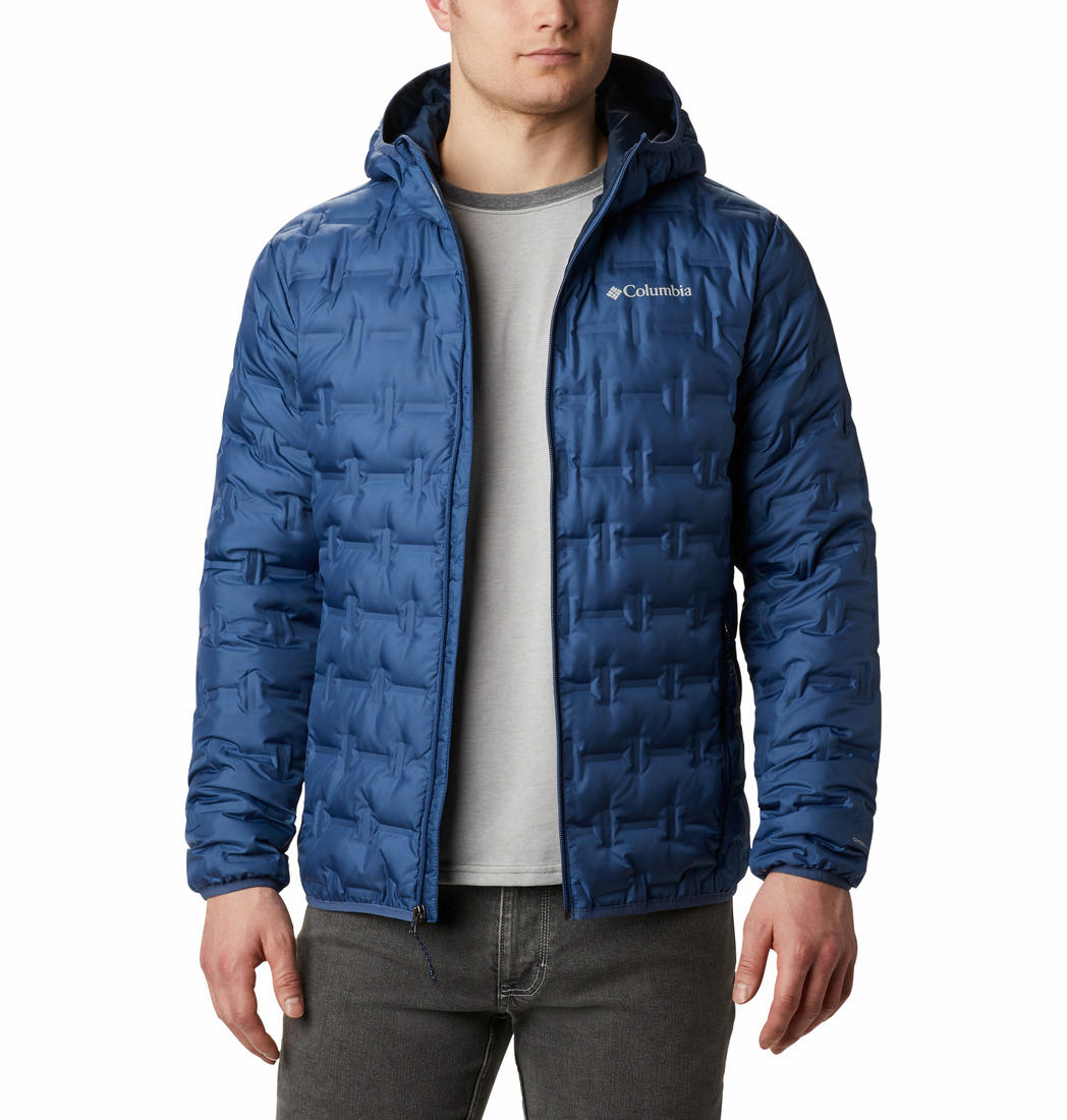 Columbia Men Navy Blue Delta Ridge Down Hooded Jacket