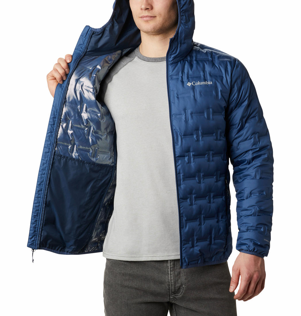 Columbia Men Navy Blue Delta Ridge Down Hooded Jacket