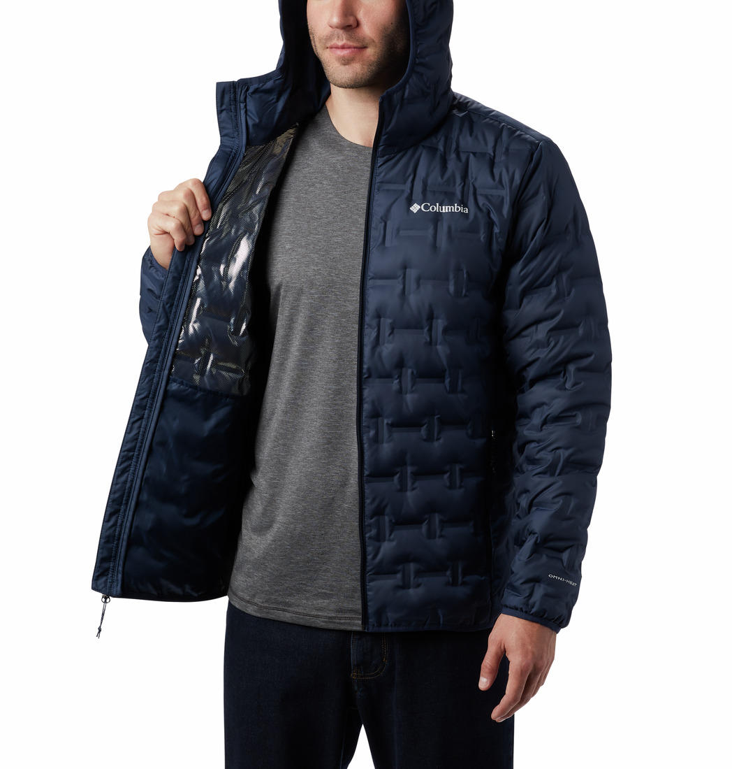 Columbia Men Navy Blue Delta Ridge Down Hooded Jacket