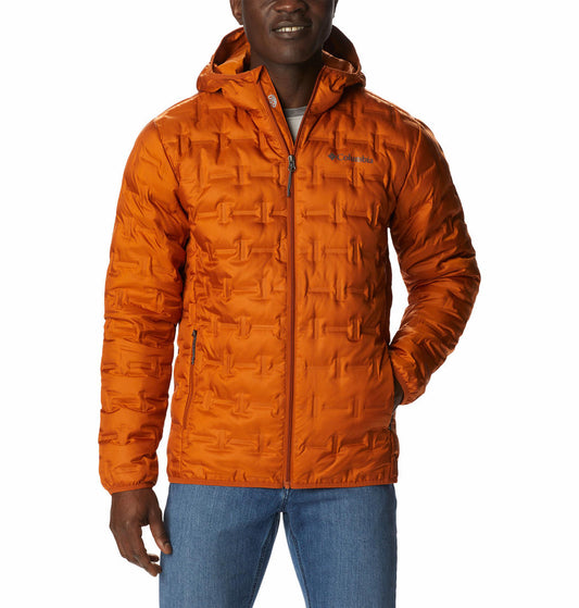 Columbia Men Orange Delta Ridge Down Hooded Jacket