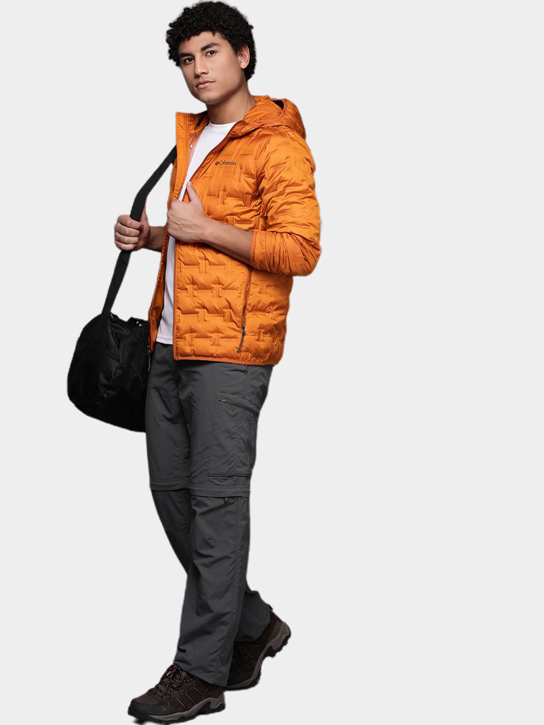 Columbia Men Orange Delta Ridge Down Hooded Jacket
