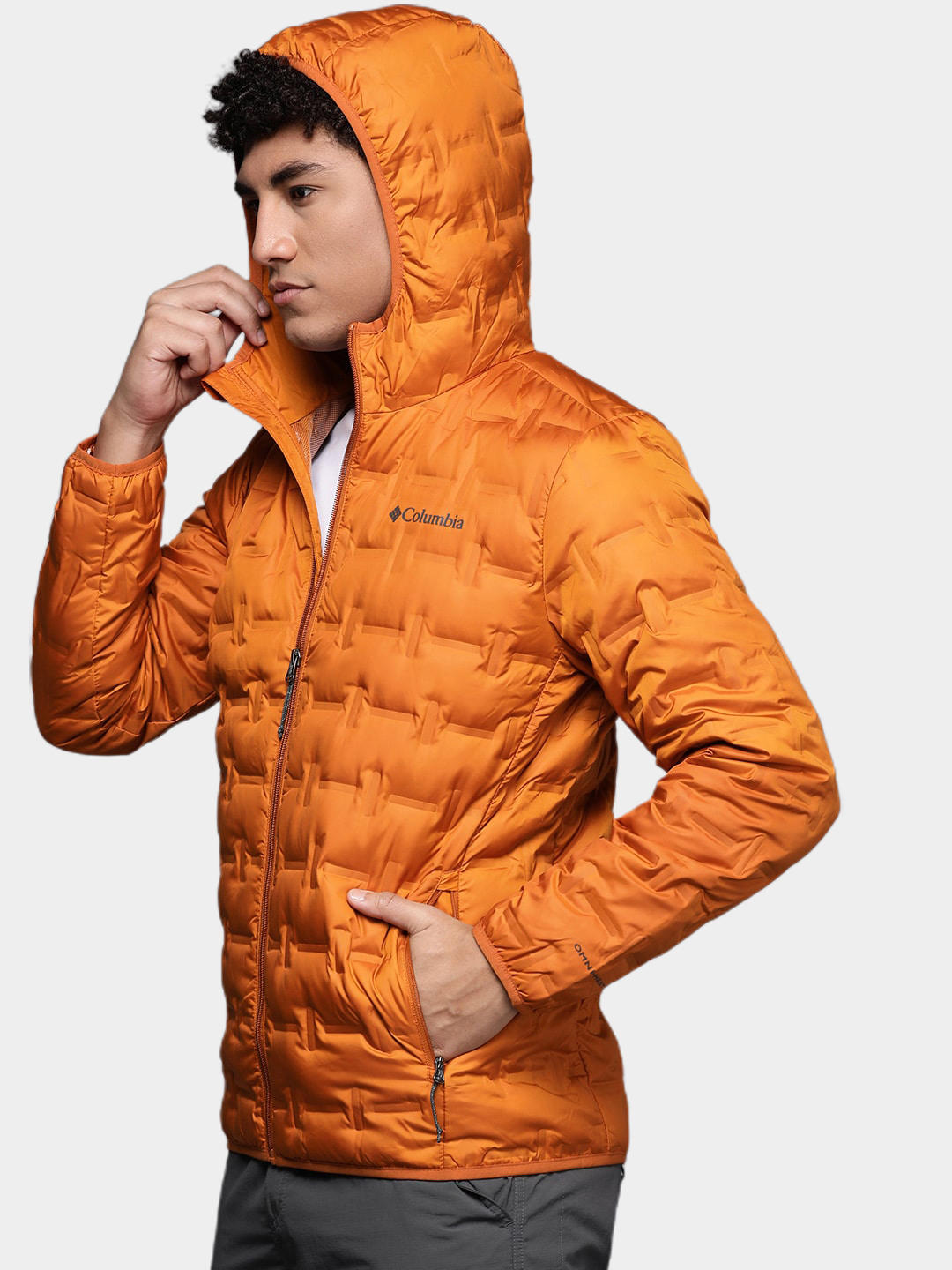 Columbia Men Orange Delta Ridge Down Hooded Jacket