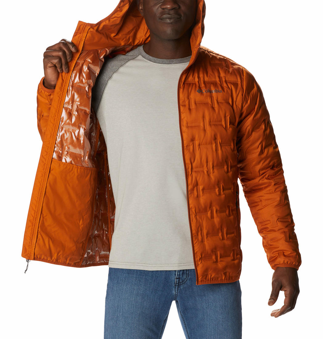 Columbia Men Orange Delta Ridge Down Hooded Jacket