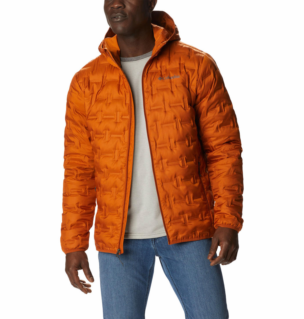 Columbia Men Orange Delta Ridge Down Hooded Jacket