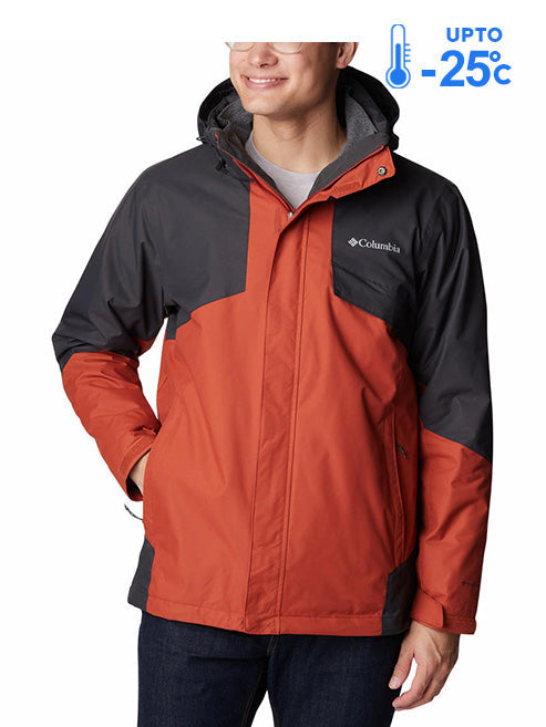 Columbia Men's Orange Omni-Heat Reflective Bugaboo II Fleece Hooded Interchange Jacket