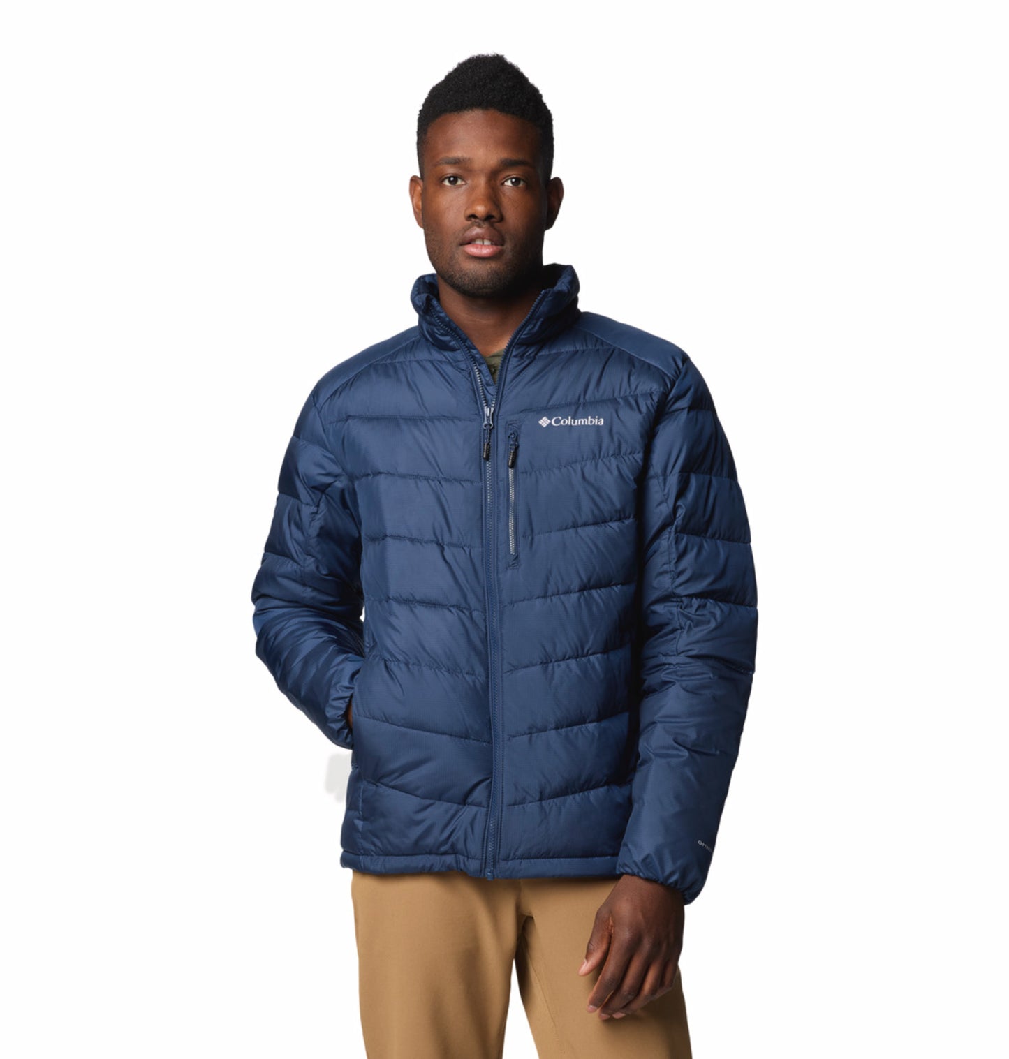 A Men Wearing Columbia Men Blue Labyrinth Loop II Jacket