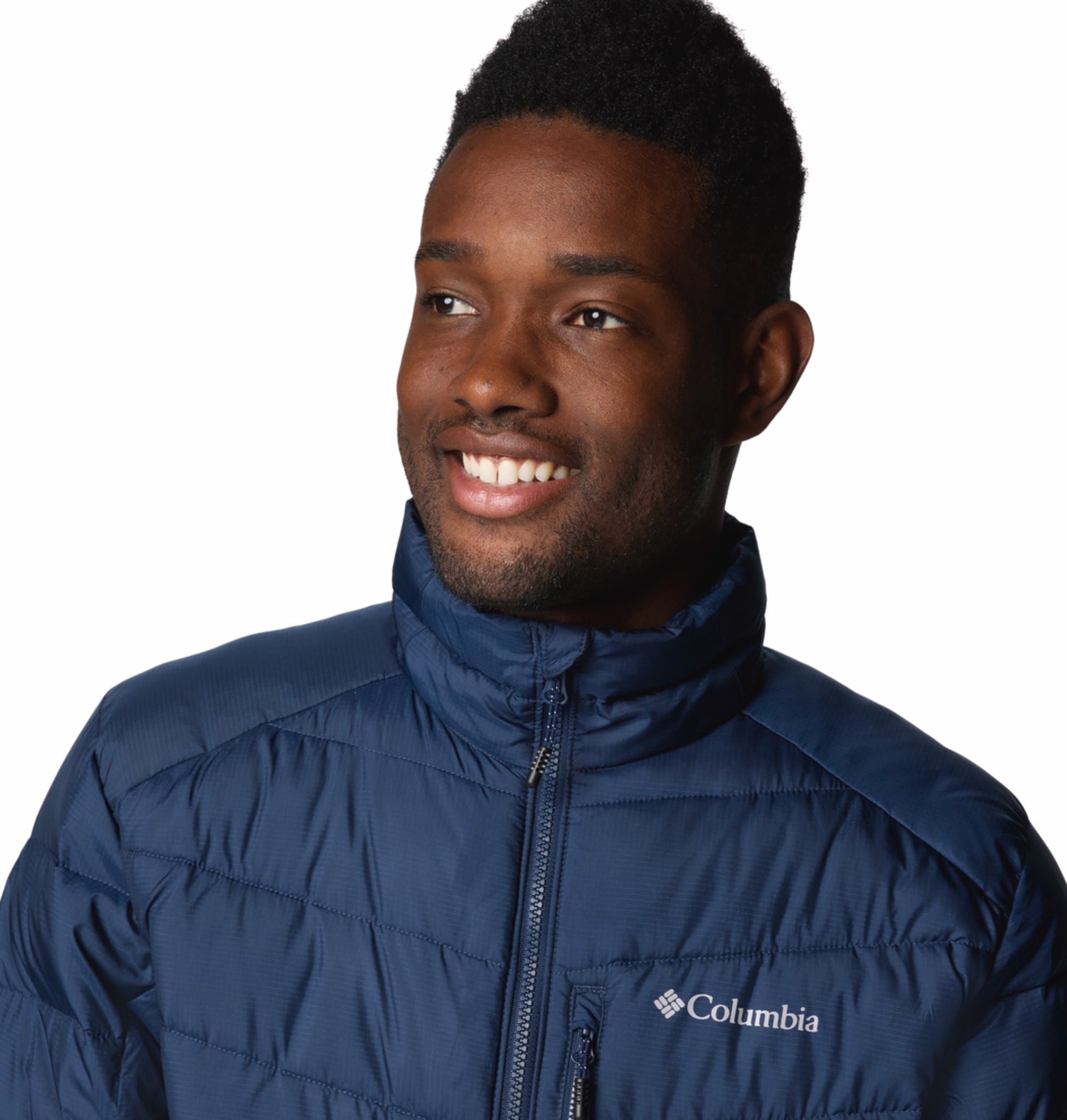 A Men Wearing Columbia Men Blue Labyrinth Loop II Jacket