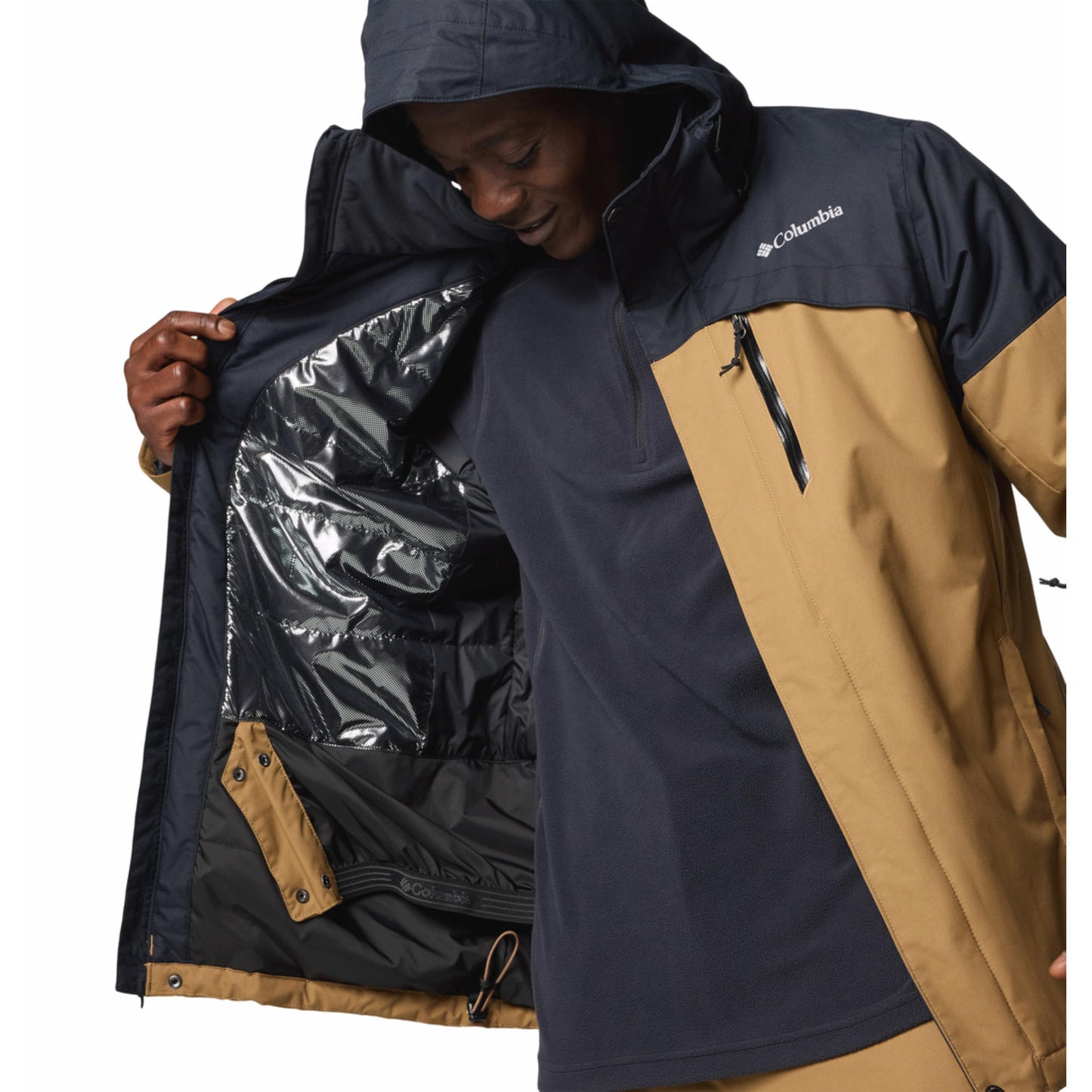 Columbia Men Brown Omni-Heat Reflective Last Tracks II Down Jacket