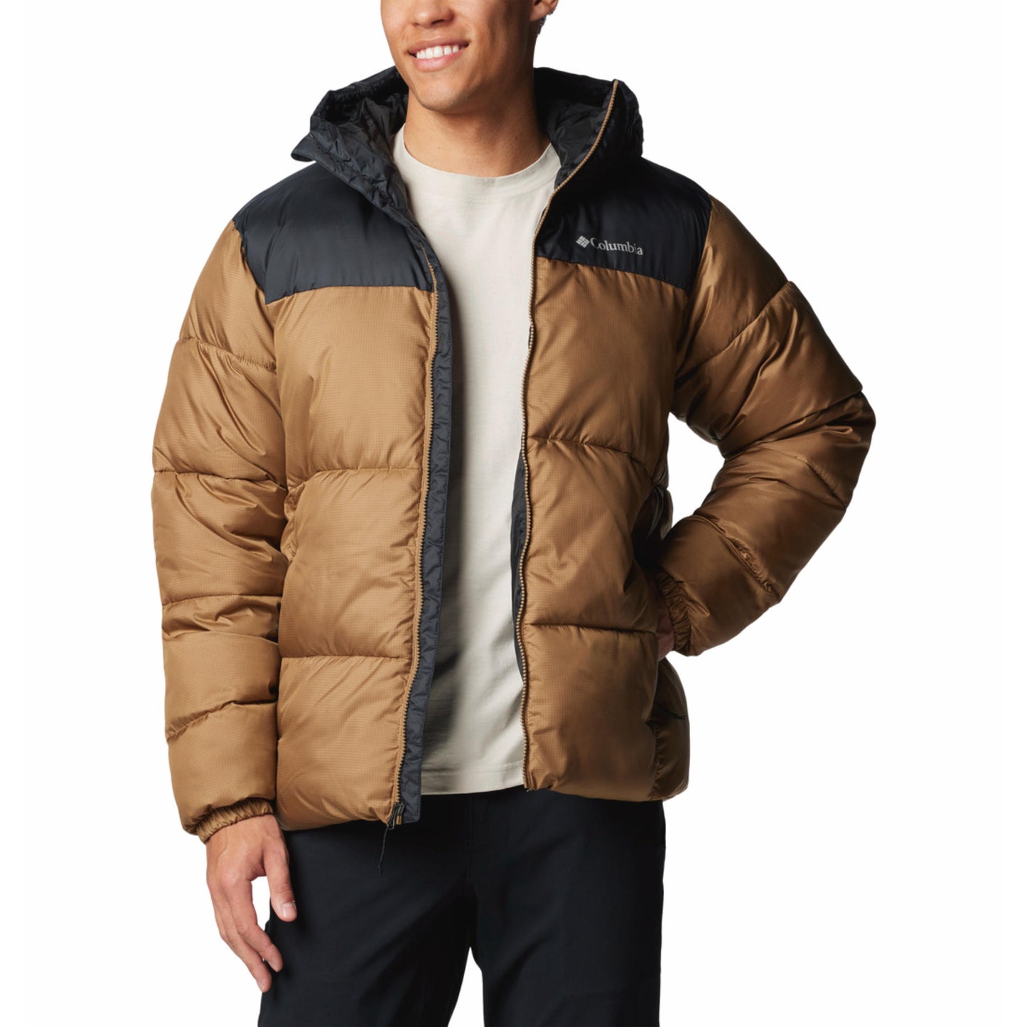 Columbia Men Brown Omni-Shield Puffect II Hooded Down Jacket