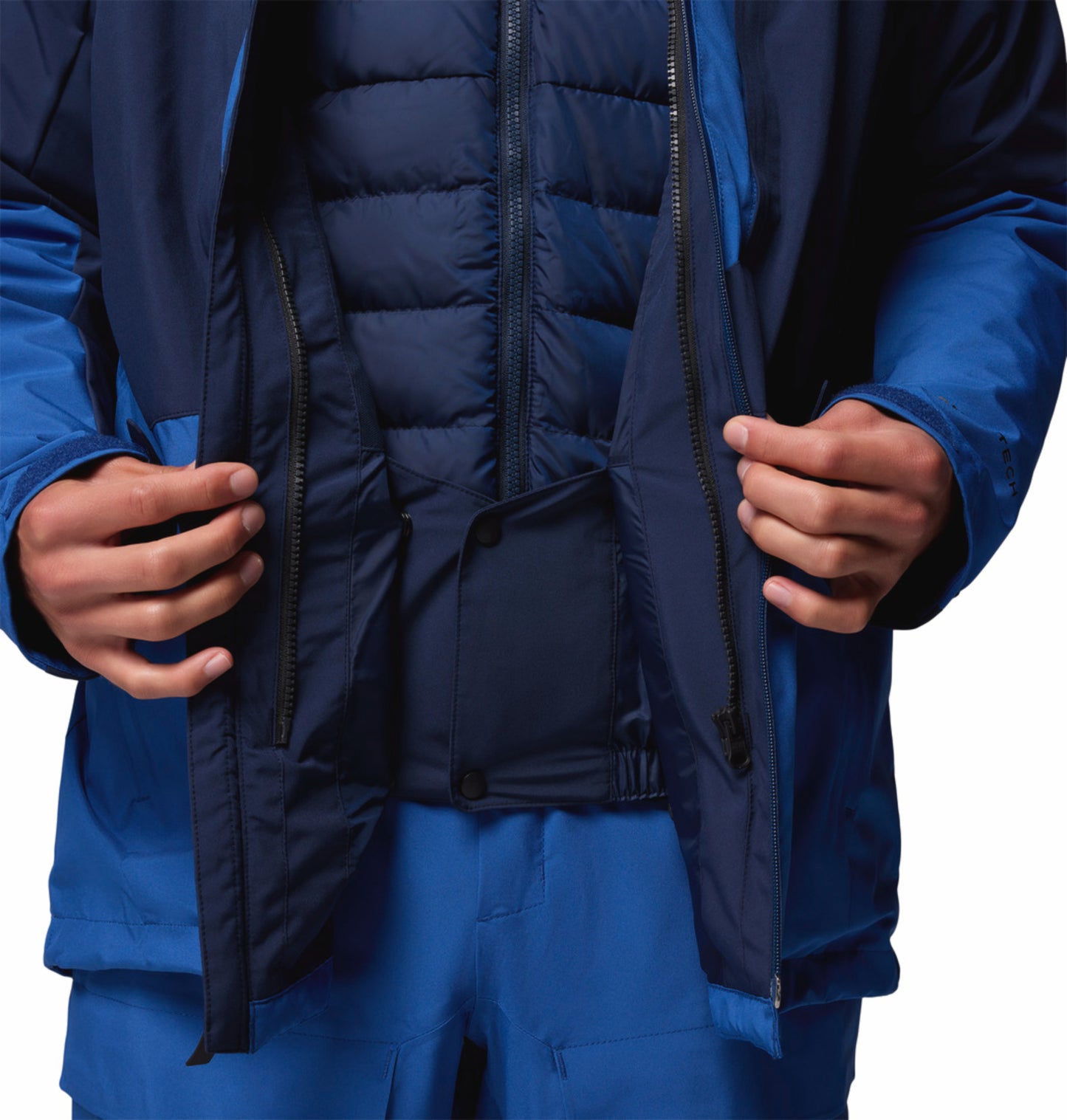 Columbia Men Navy Blue Omni-Heat Inifnity Winter District II Hooded Interchange Jacket