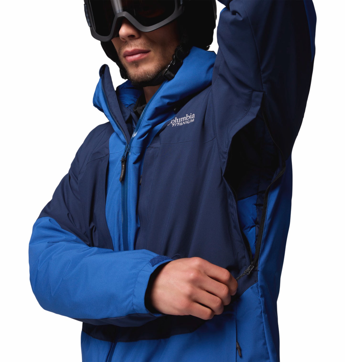 Columbia Men Navy Blue Omni-Heat Inifnity Winter District II Hooded Interchange Jacket