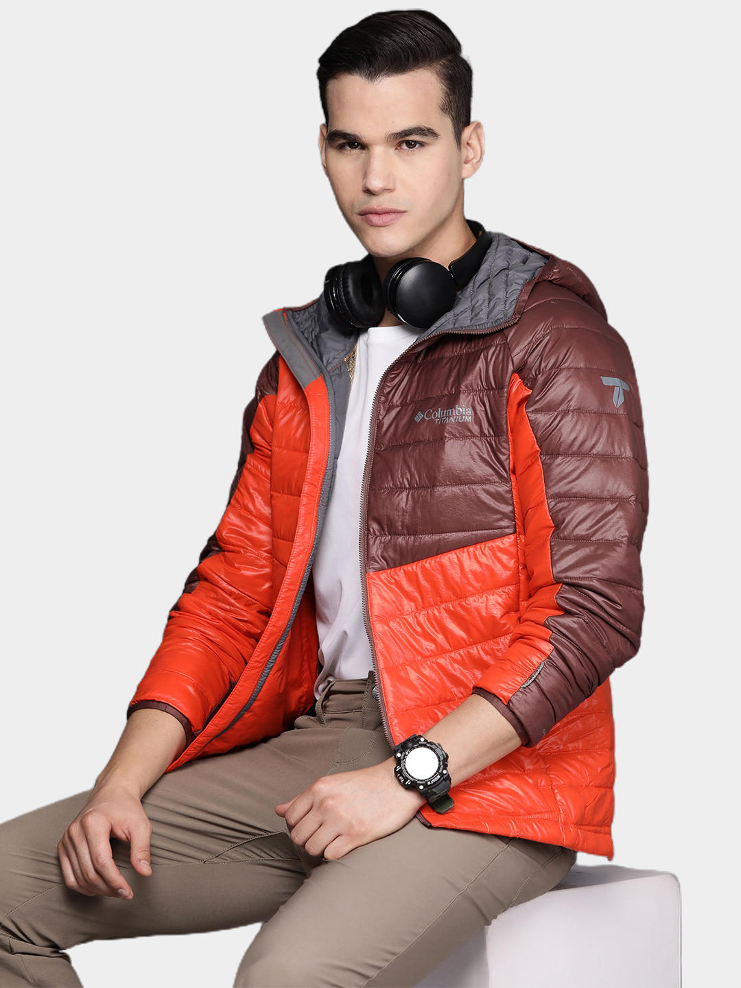 Columbia Men Orange Platinum Peak Hooded Jacket