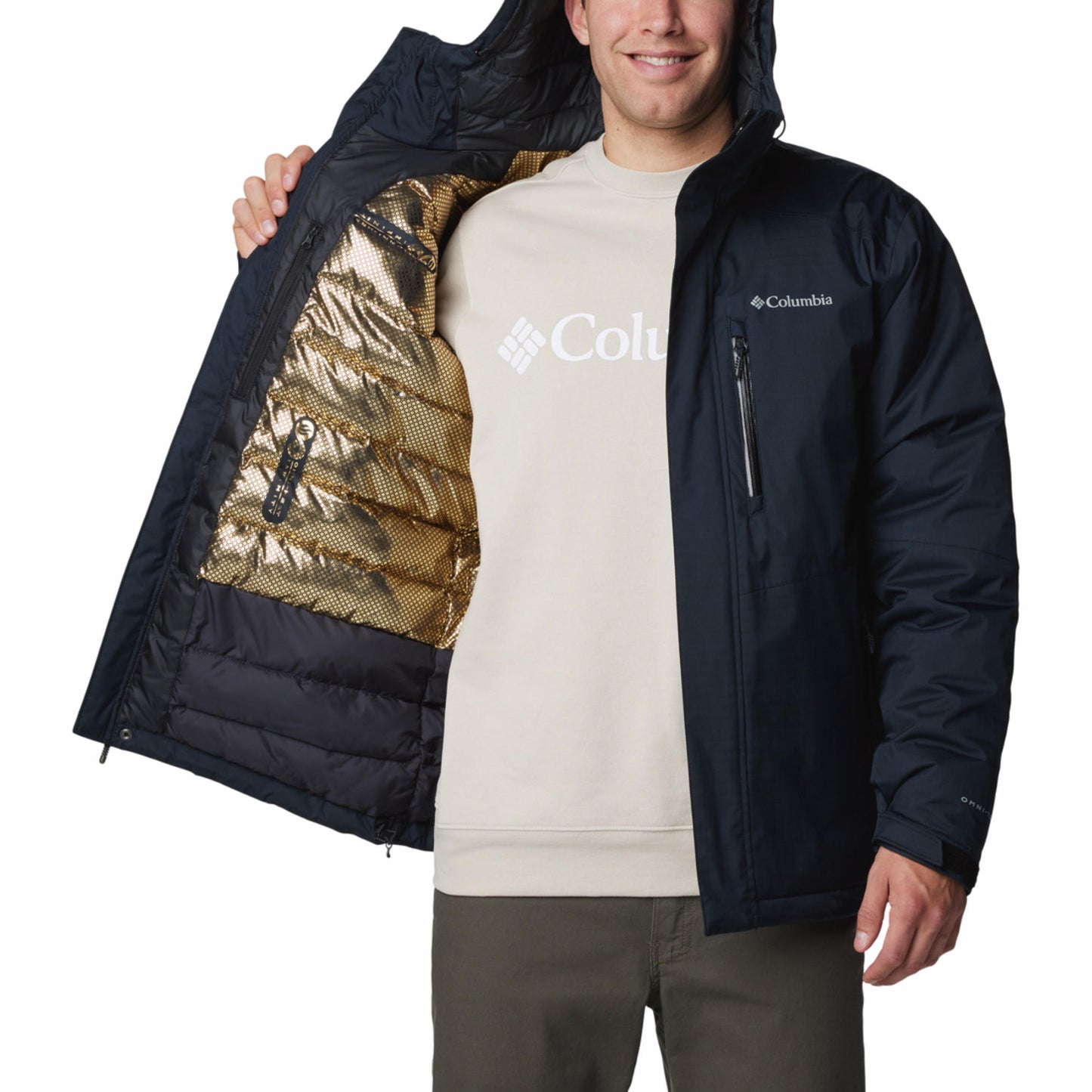 Columbia Men Black Omni-Heat Inifnity Oak Harbor II Hooded Down Jacket