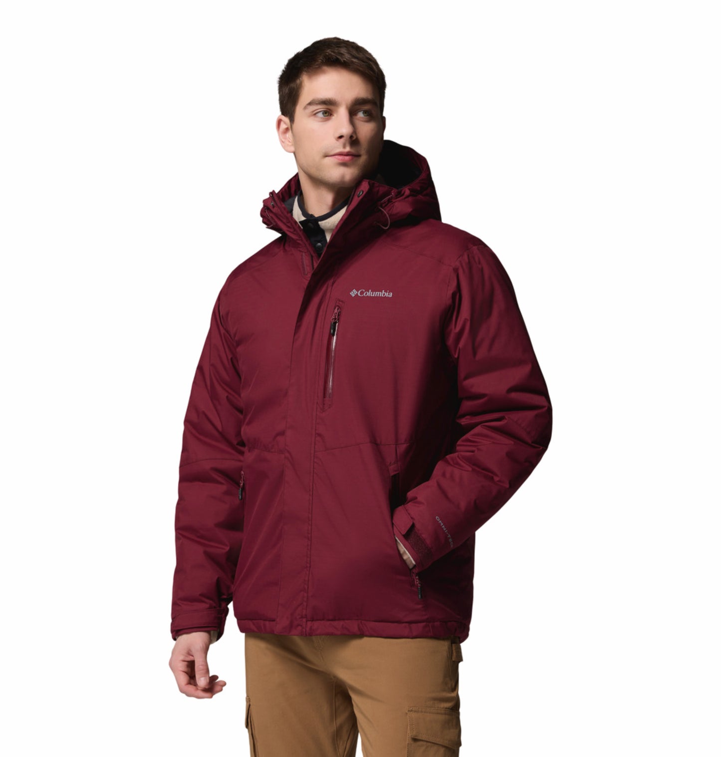 Columbia Men Maroon OmniHeat Infinity Oak Harbor II Down Jacket