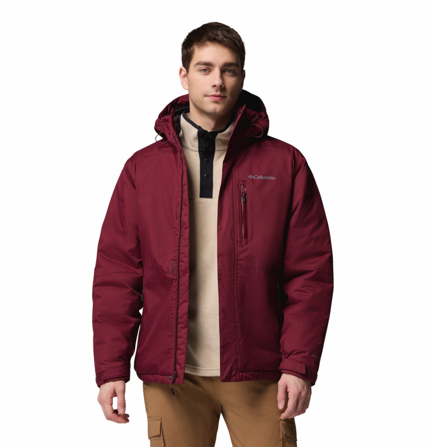 Columbia Men Maroon OmniHeat Infinity Oak Harbor II Down Jacket