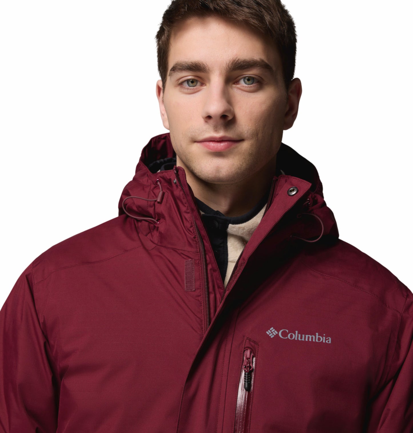 Columbia Men Maroon OmniHeat Infinity Oak Harbor II Down Jacket