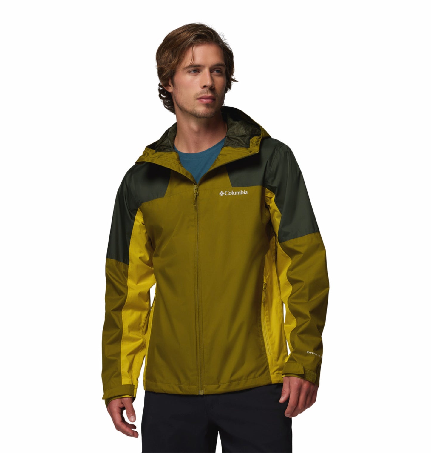 Columbia Men Olive Green Omni-Tech Waterproof Rain Jacket