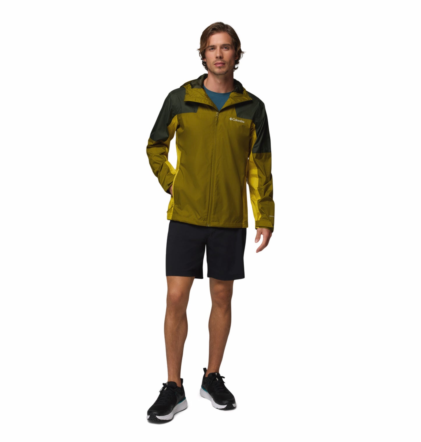 Columbia Men Olive Green Omni-Tech Waterproof Rain Jacket