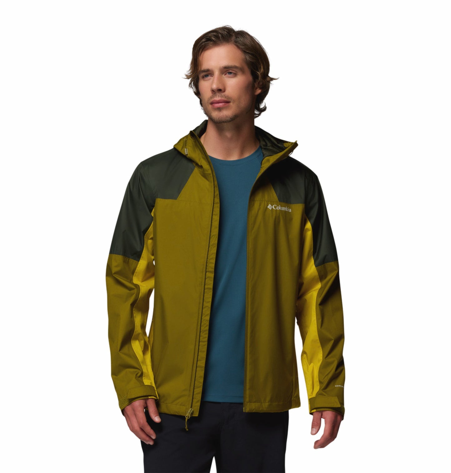 Columbia Men Olive Green Omni-Tech Waterproof Rain Jacket