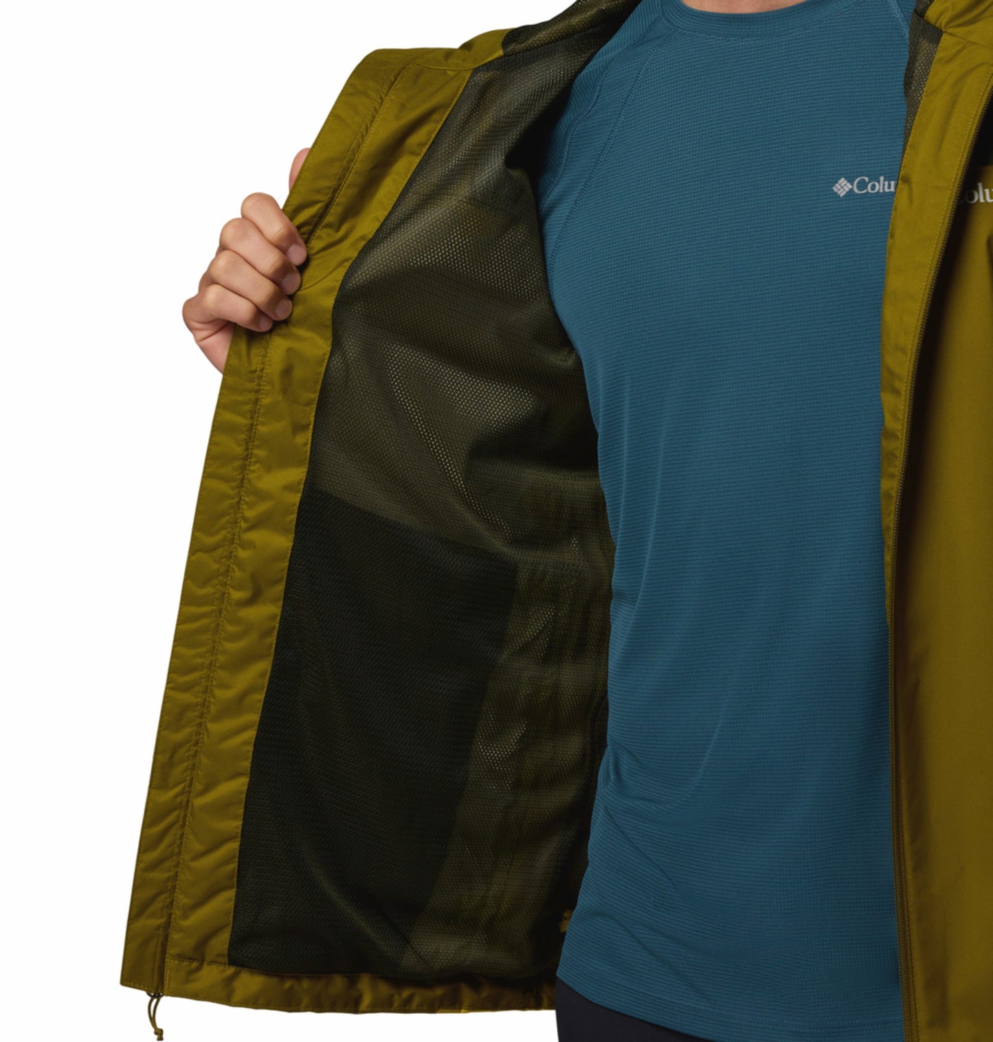 Columbia Men Olive Green Omni-Tech Waterproof Rain Jacket