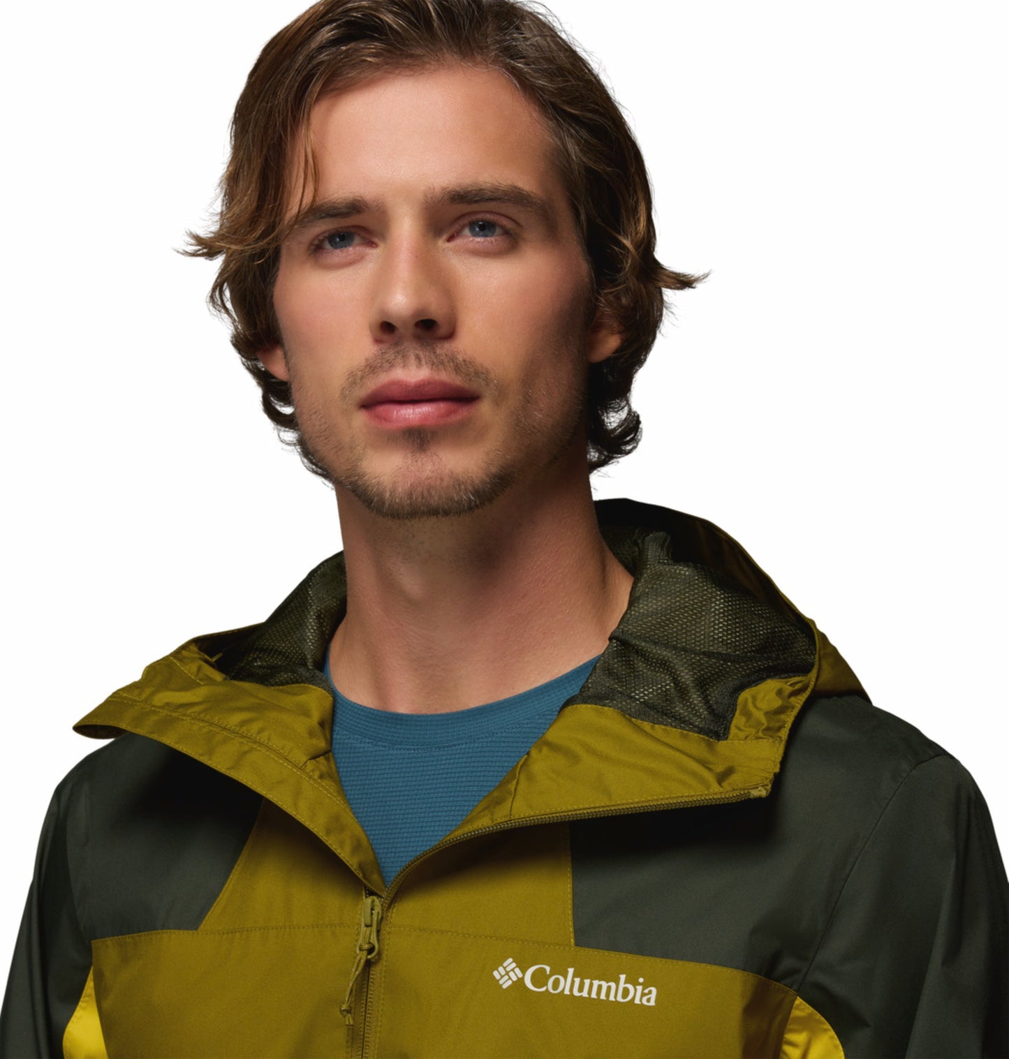 Columbia Men Olive Green Omni-Tech Waterproof Rain Jacket