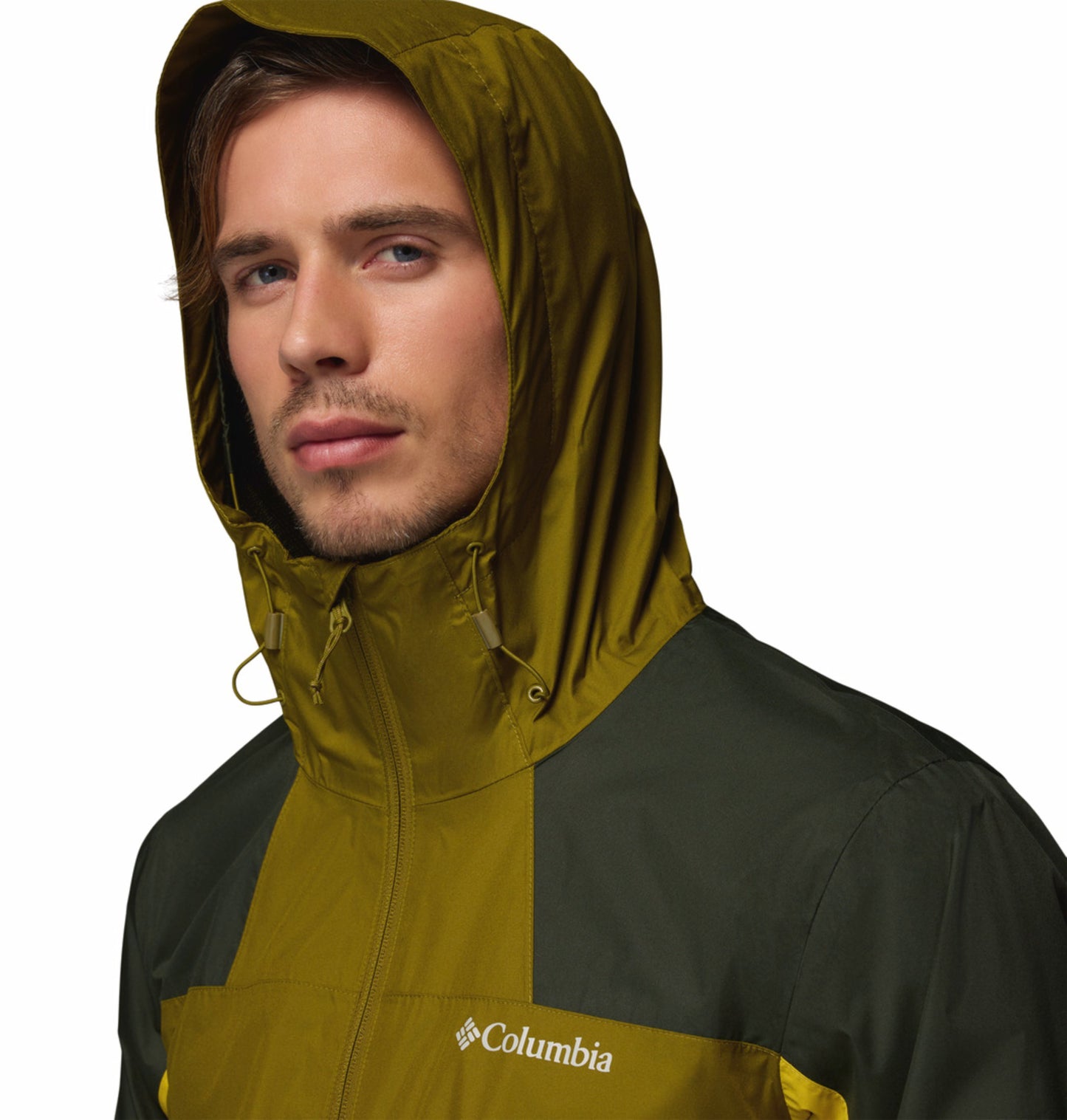 Columbia Men Olive Green Omni-Tech Waterproof Rain Jacket