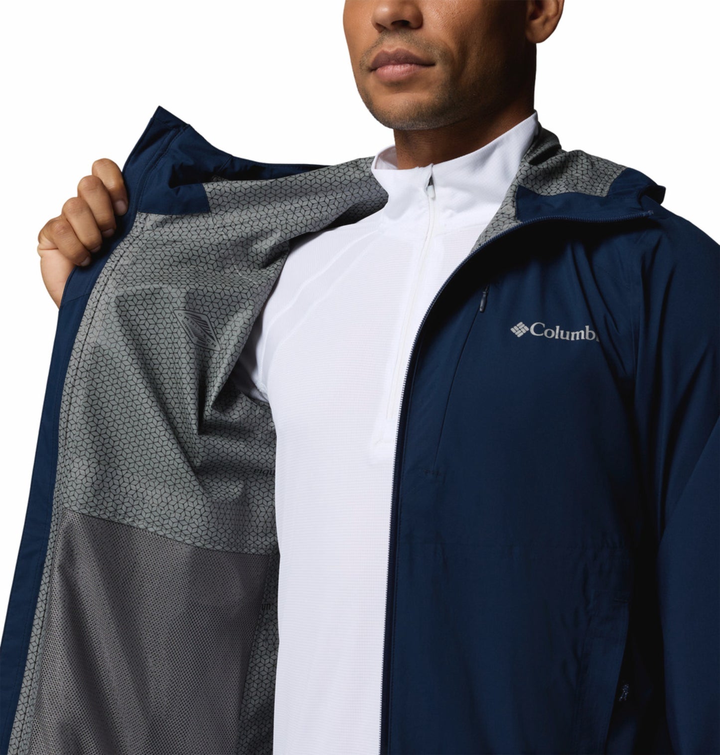 Columbia Men Navy Blue Omni-Tech Trailborne 2.5L Shell Rain Jacket