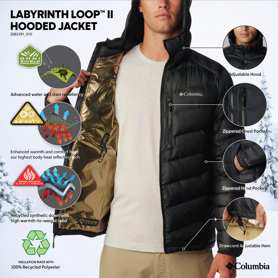Columbia Mens Black Labyrinth Loop II Hooded Jacket