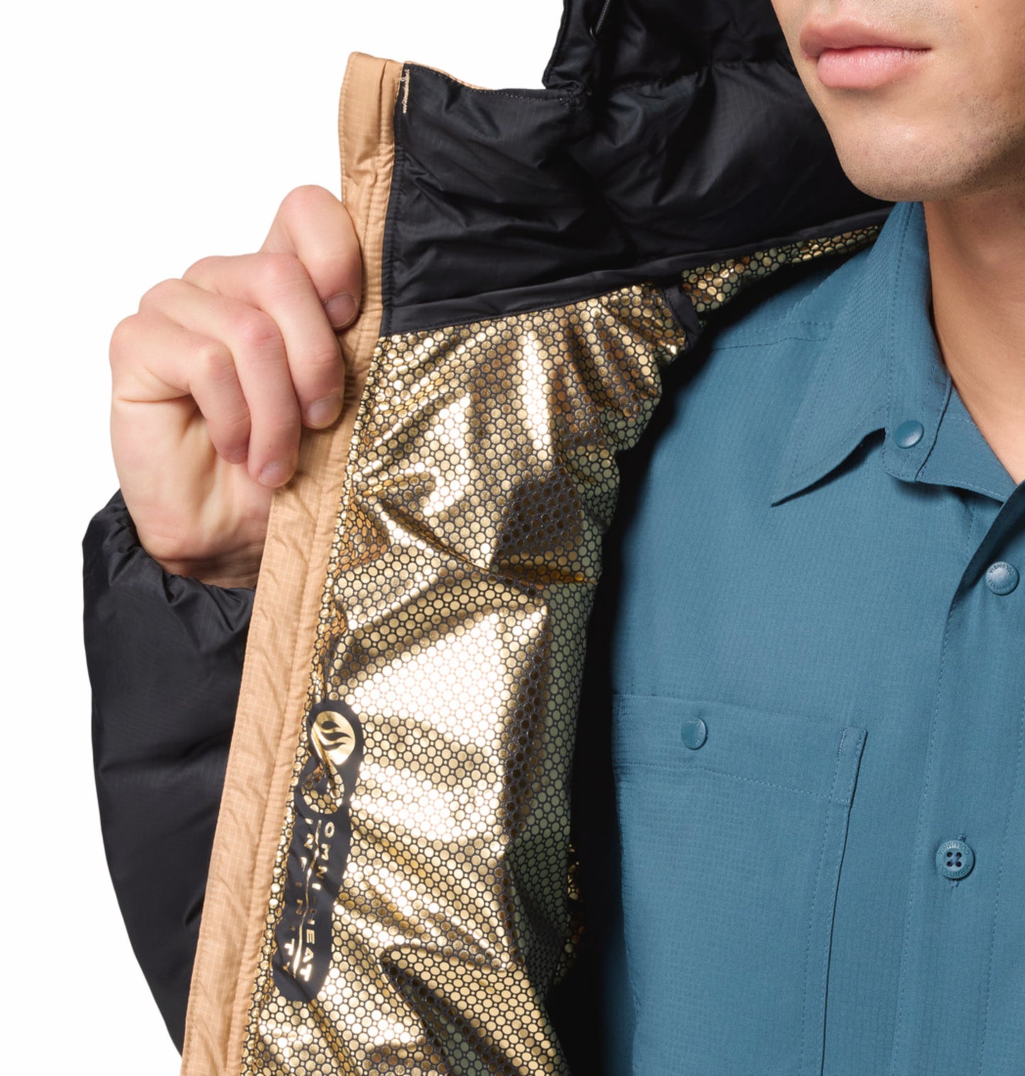 Columbia Men Beige OmniHeat Infinity Labyrinth Loop II Down Jacket