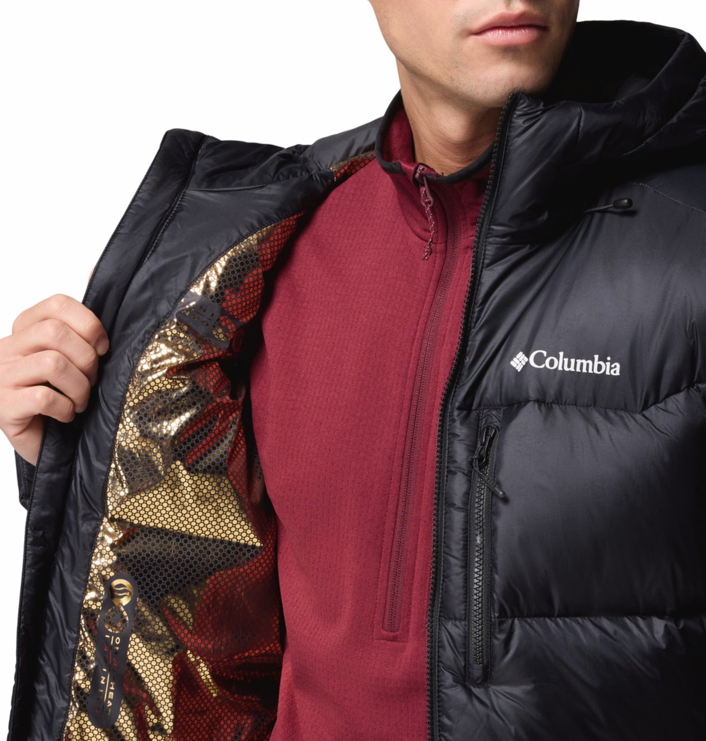 Columbia Men Black Omni-Heat Inifnity Cloudview Hooded Down Jacket
