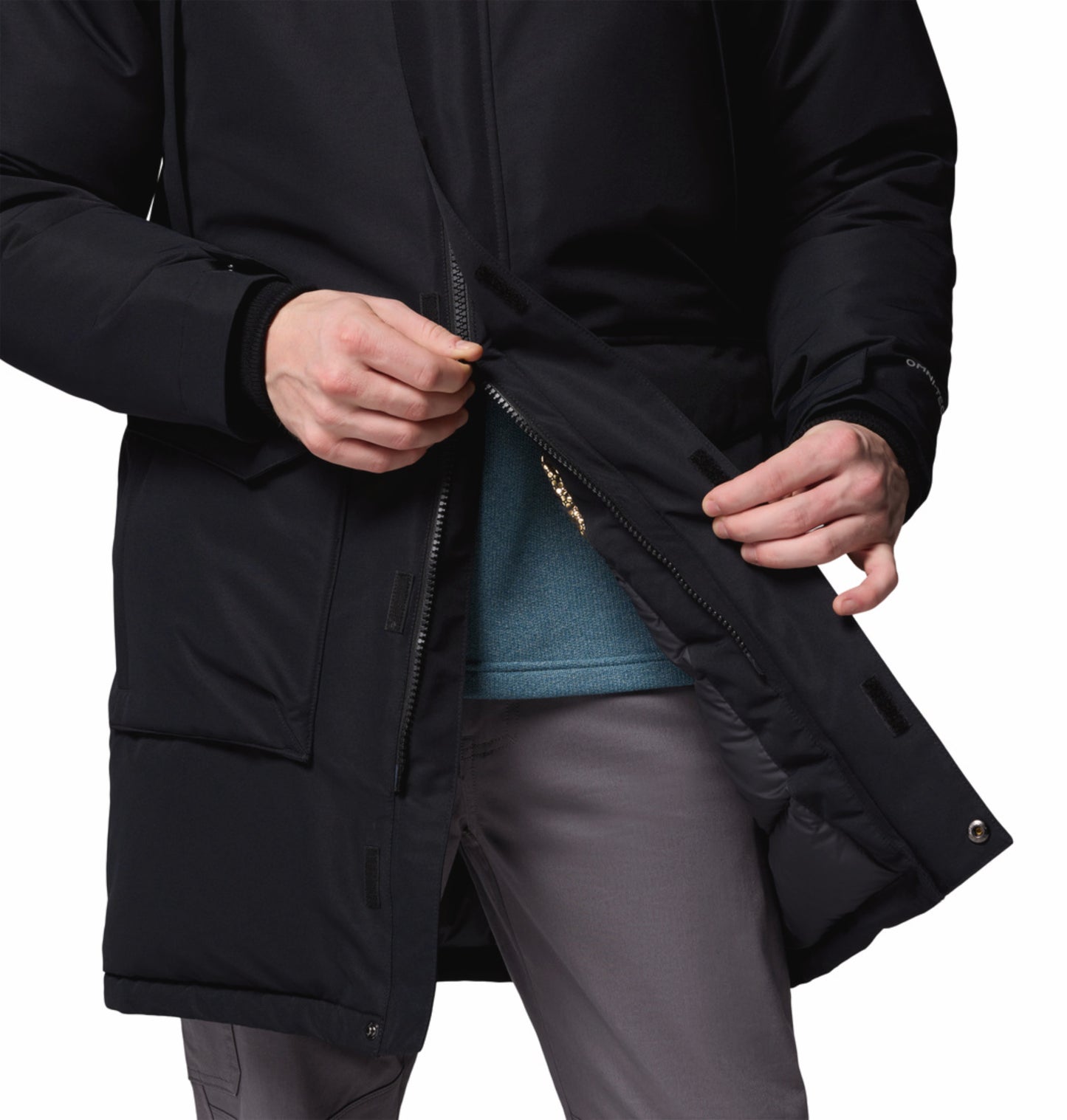 Columbia Men Black Omni-Heat Inifnity Cape Ridge Parka Hooded Down Jacket