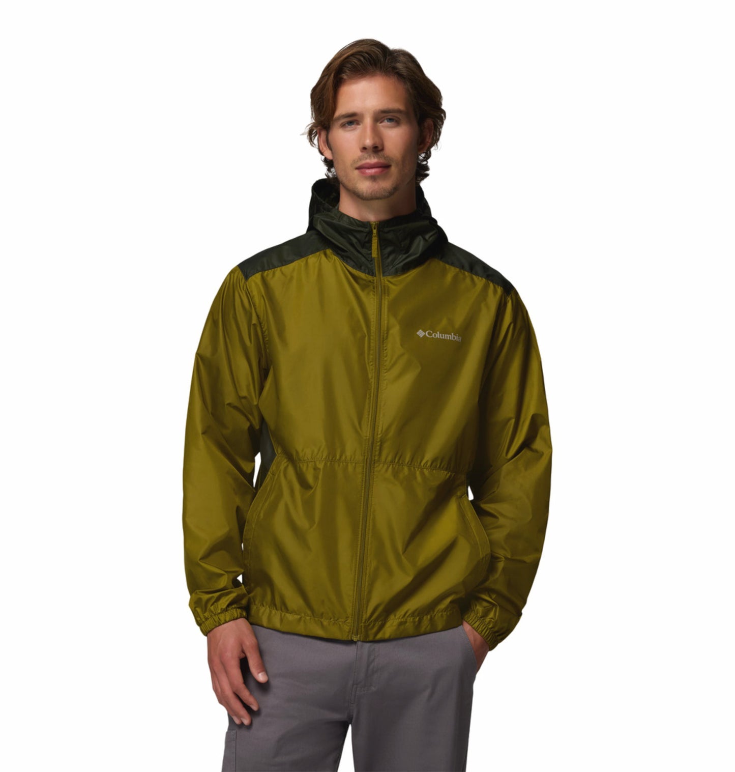 Columbia Men’s Olive Green Omni-Shade Discovery Loop Windbreaker Jacket