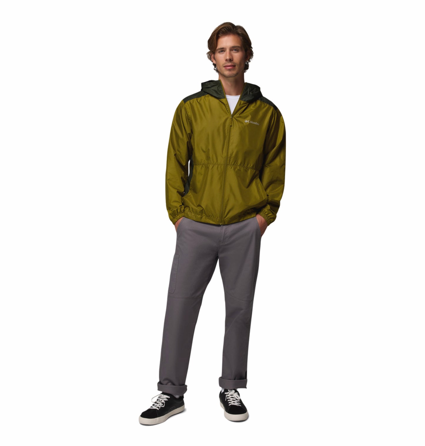 Columbia Men’s Olive Green Omni-Shade Discovery Loop Windbreaker Jacket