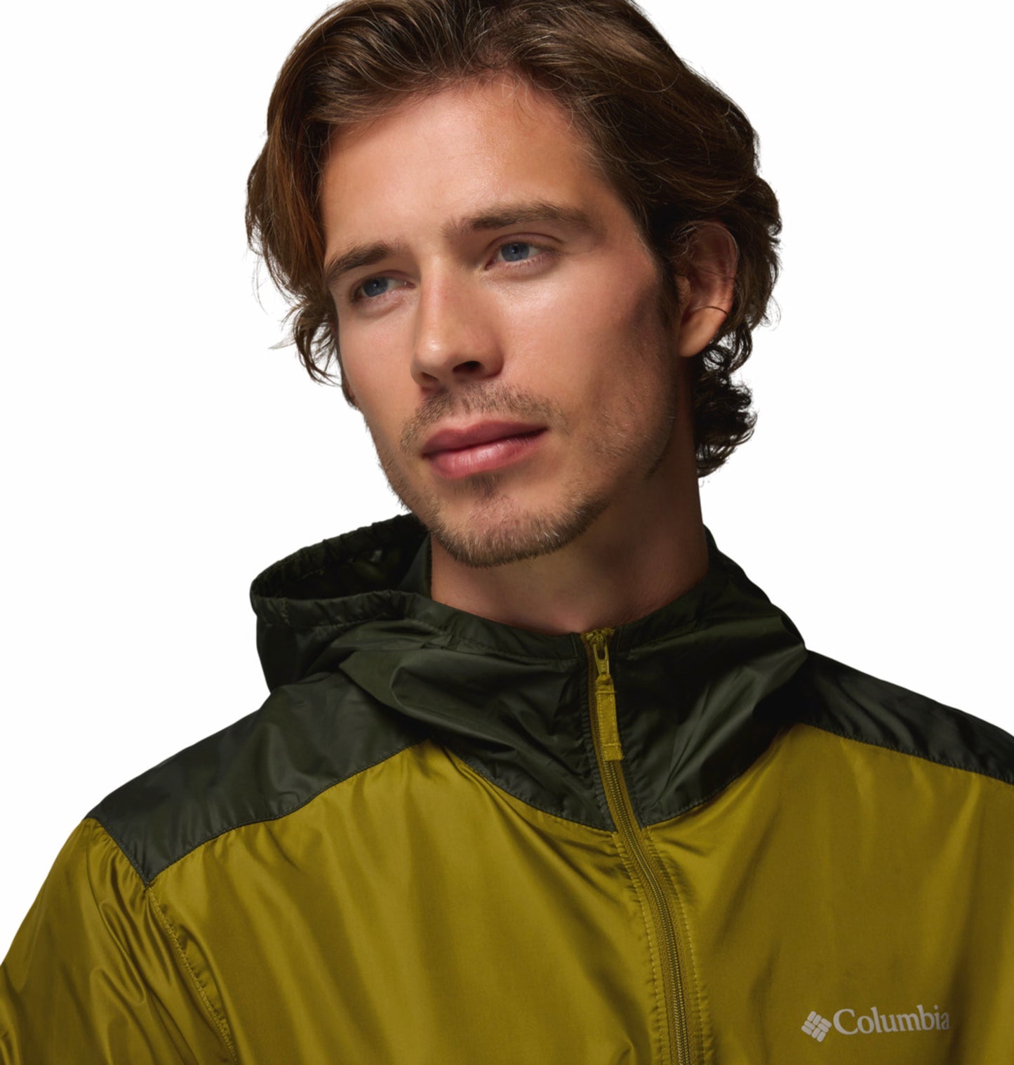 Columbia Men’s Olive Green Omni-Shade Discovery Loop Windbreaker Jacket